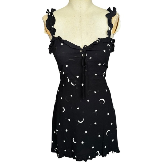 Rare Reformation Armadillo Mini Dress in Estrella Star Moon Print Black Size: 2 - Picture 4 of 10